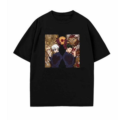 Oversized Casual Anime Gojō Satoru Print T-Shirt-AnimeClothe