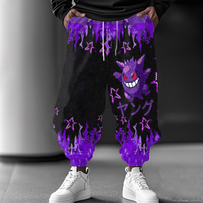 cartoon print casual trousers-AnimeClothe