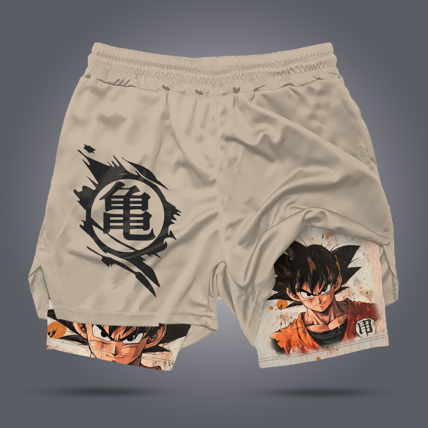 Unisex Anime Print Drawstring Double Layer Shorts-AnimeClothe