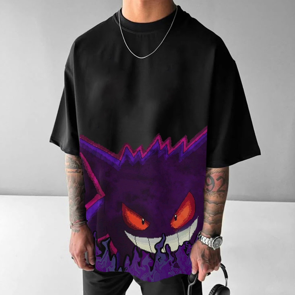 cartoon print short-sleeved T-shirt-AnimeClothe
