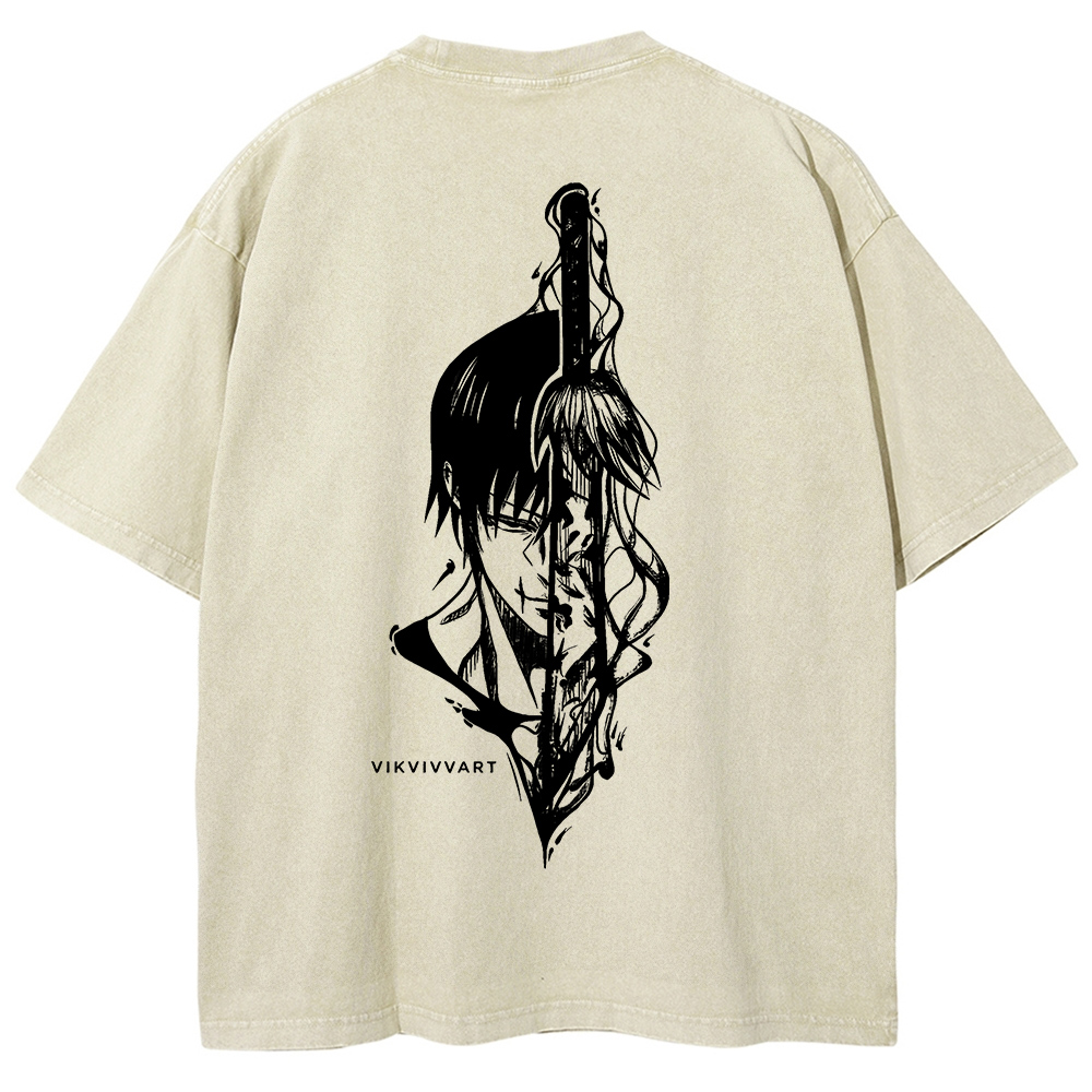 Oversized Batik Anime Print T-shirt-AnimeClothe