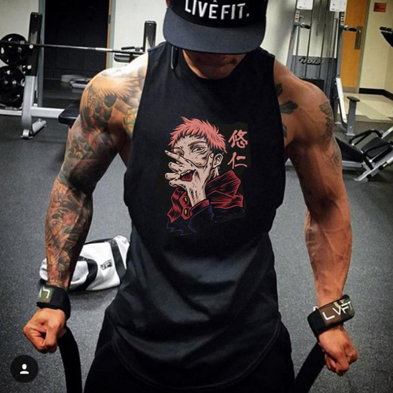 Men's Anime Personalized Print Fitness Tank Top-AnimeClothe