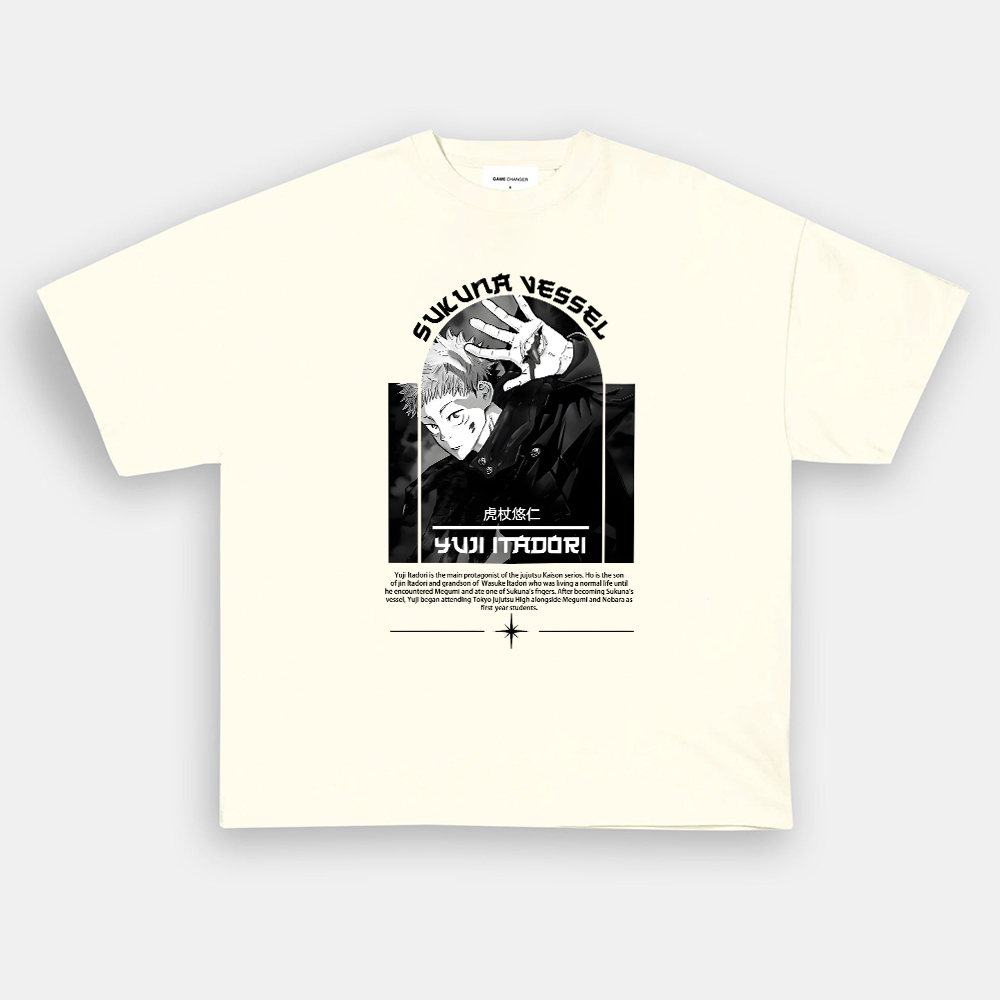 Oversized Unisex Anime Itadori Yuji Print T-Shirt-AnimeClothe