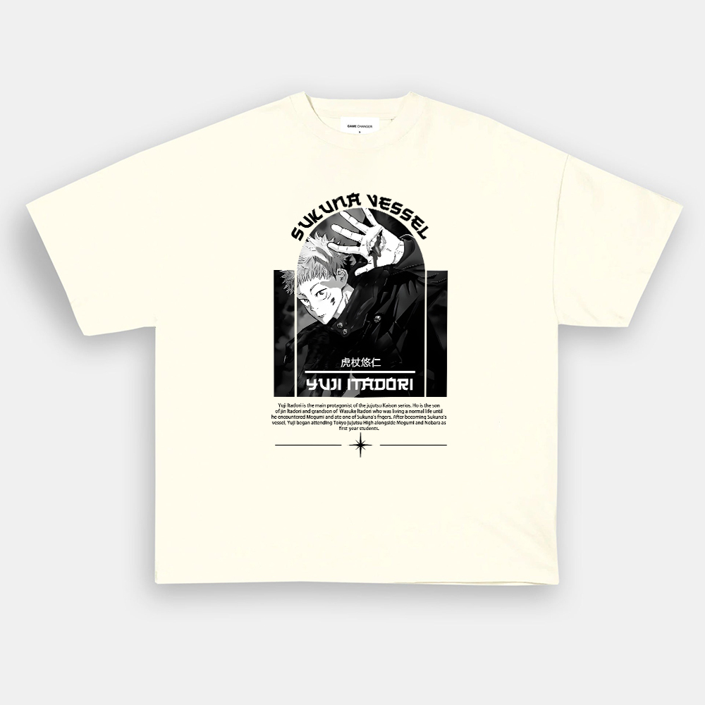 Oversized Unisex Anime Itadori Yuji Print T-Shirt-AnimeClothe