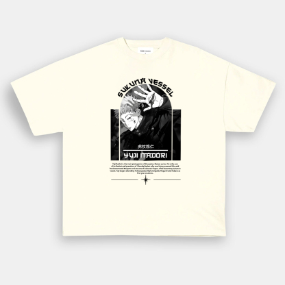 Oversized Unisex Anime Itadori Yuji Print T-Shirt-AnimeClothe