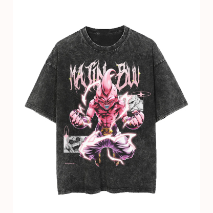 Unisex Anime Graphic Streetwear Vintage Washed T-shirt