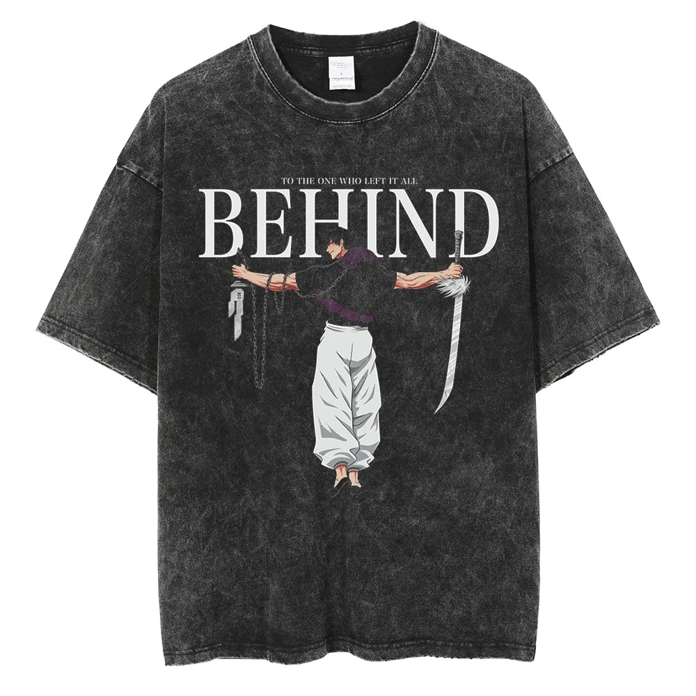 "Behind" Vintage Oversized T Shirt-AnimeClothe