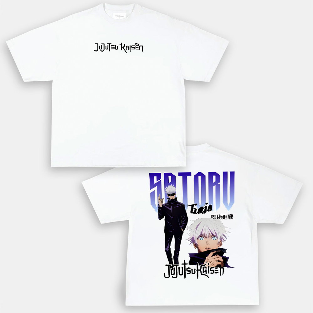 Oversized Unisex Anime Gojo Satoru Print T-Shirt-AnimeClothe