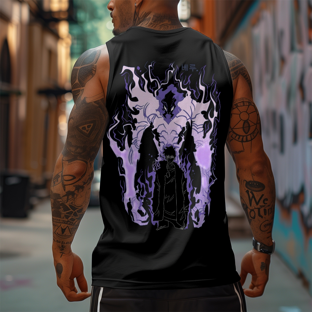 Oversized Anime Print Gym Tank Top-AnimeClothe