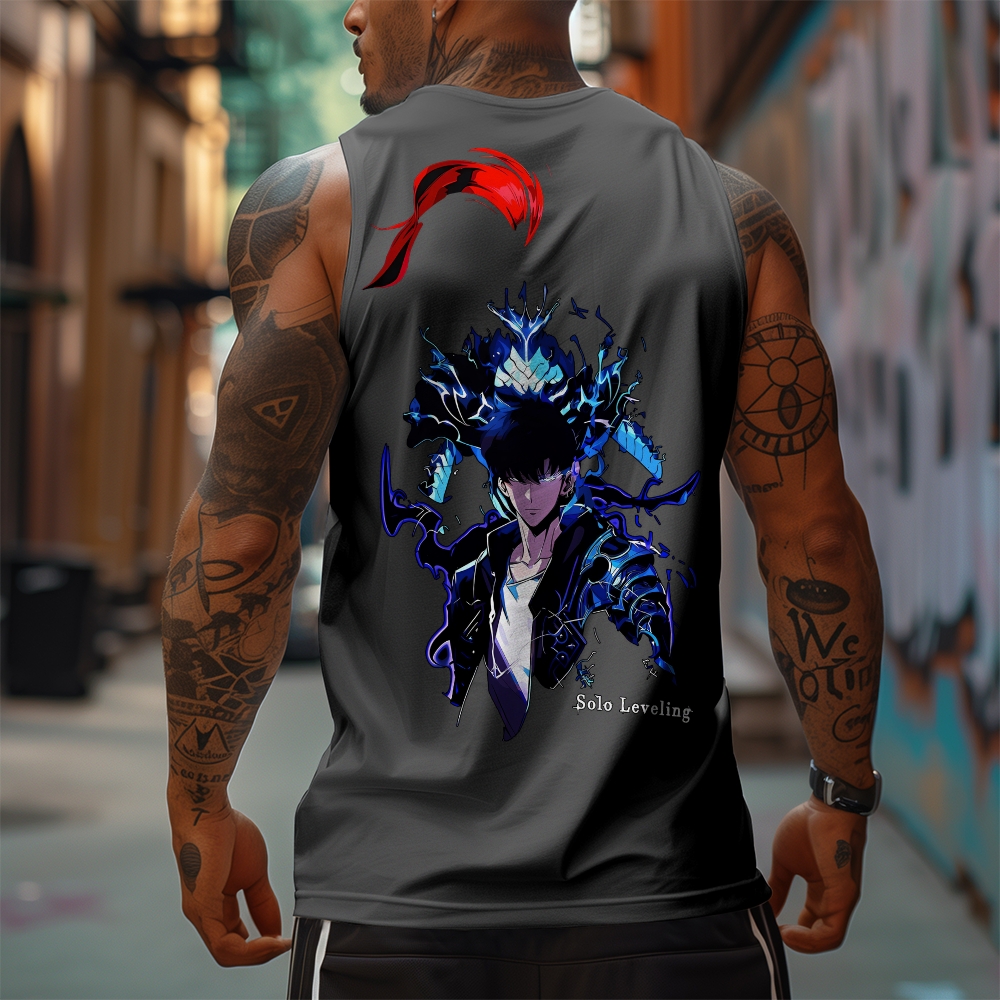 Oversized Anime Print Gym Tank Top-AnimeClothe