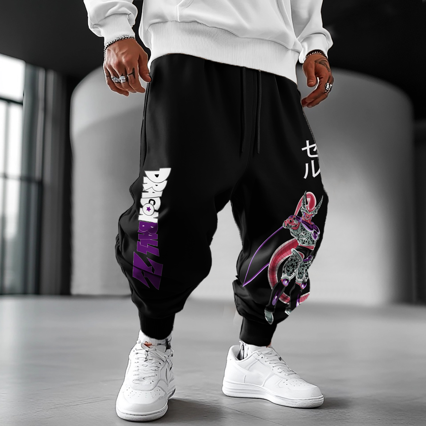 Unisex Anime Print Oversized Harem Pants
