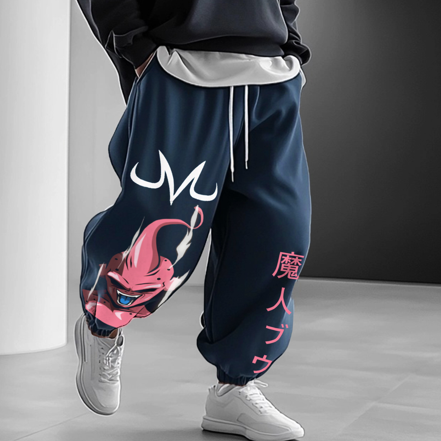 Unisex Oversized Anime Print Loose Casual Harem Pants-AnimeClothe