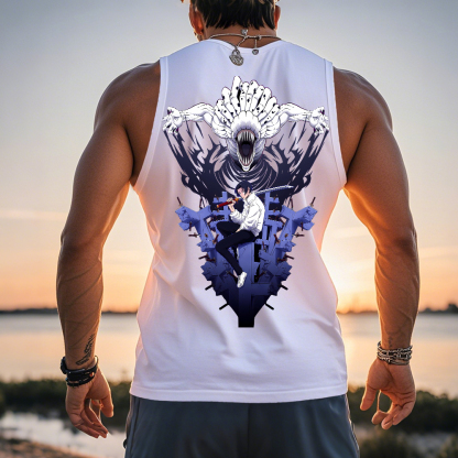 Casual Anime Print Gym Tank Top-AnimeClothe