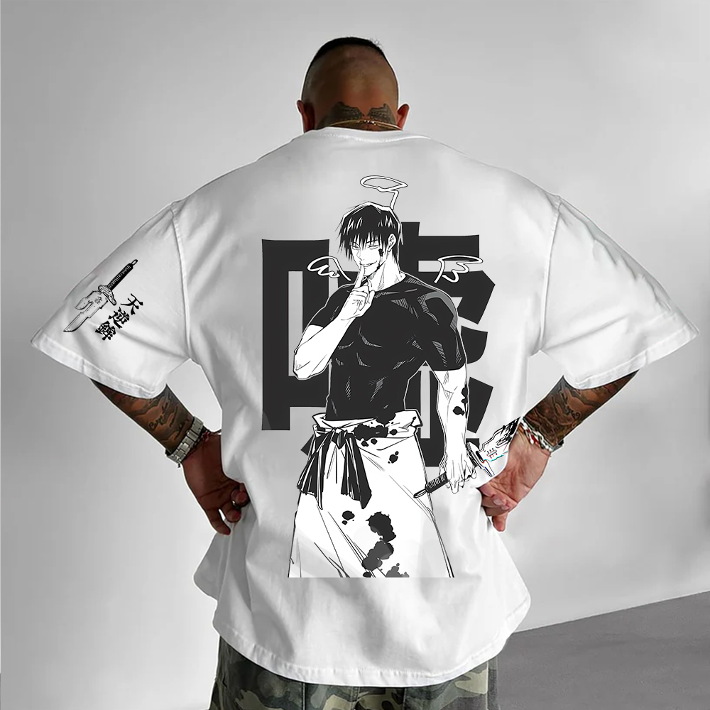 Oversized Unisex Anime Jujutsu Kaisen Print T-Shirt-AnimeClothe