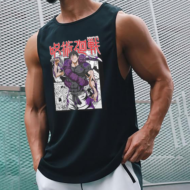 Men's Anima Printed Fitness Tank Top-AnimeClothe