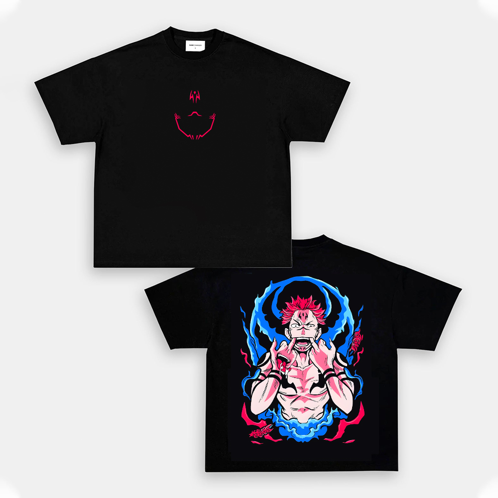 Oversized Unisex Anime Ryomen Sukuna Print T-Shirt-AnimeClothe