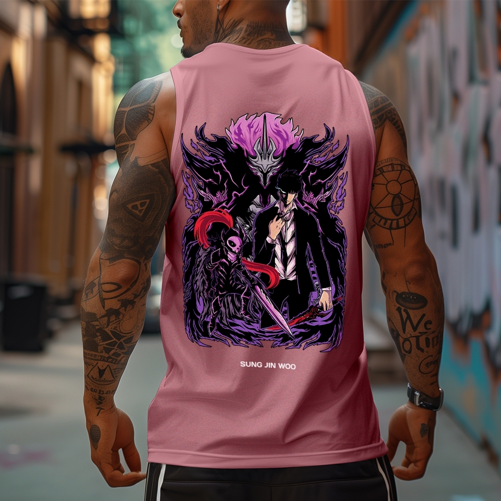 Oversized Anime Print Gym Tank Top-AnimeClothe