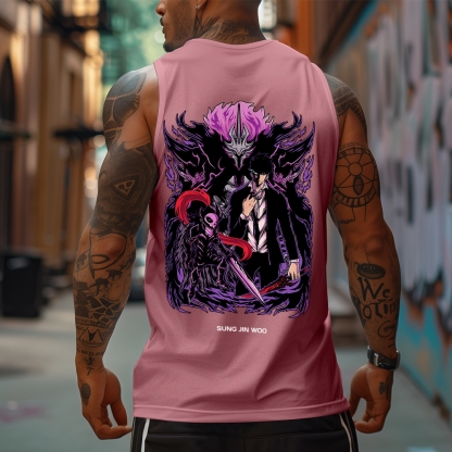 Oversized Anime Print Gym Tank Top-AnimeClothe