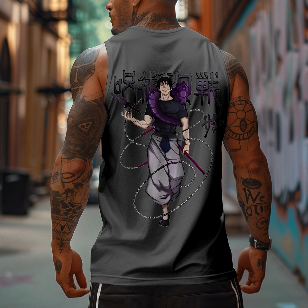 Oversized Anime Print Gym Tank Top-AnimeClothe