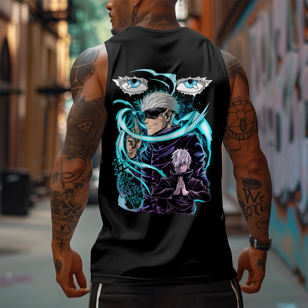 Oversized Anime Print Gym Tank Top-AnimeClothe