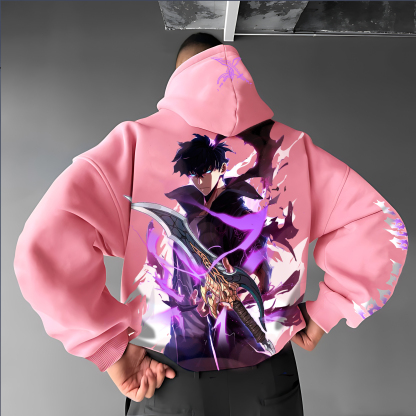  Unisex “Solo Leveling” Anime Graphic Streetwear Vintage Hoodie