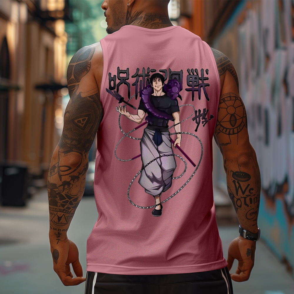 Oversized Anime Print Gym Tank Top-AnimeClothe