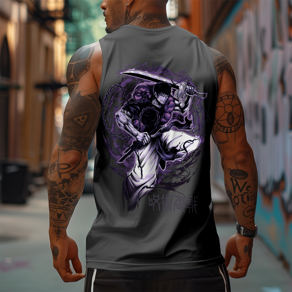 Oversized Anime Print Gym Tank Top-AnimeClothe
