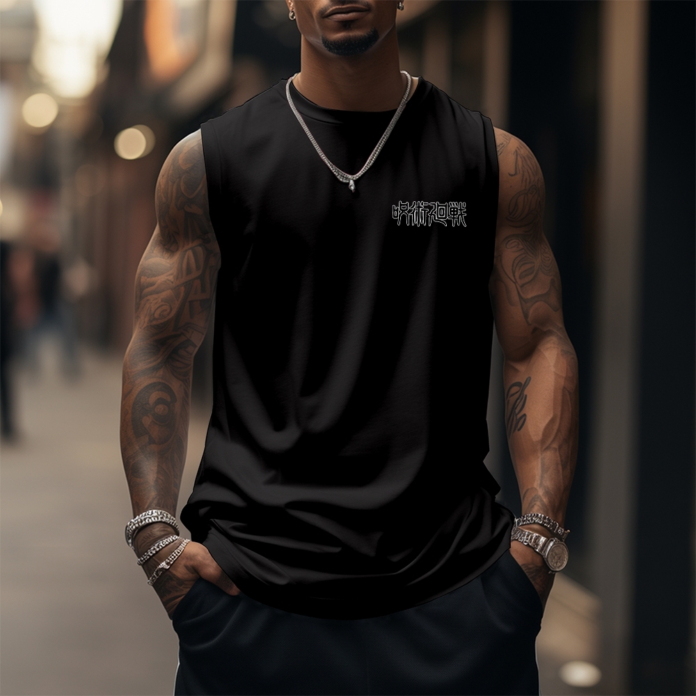 Oversized Anime Print Gym Tank Top-AnimeClothe