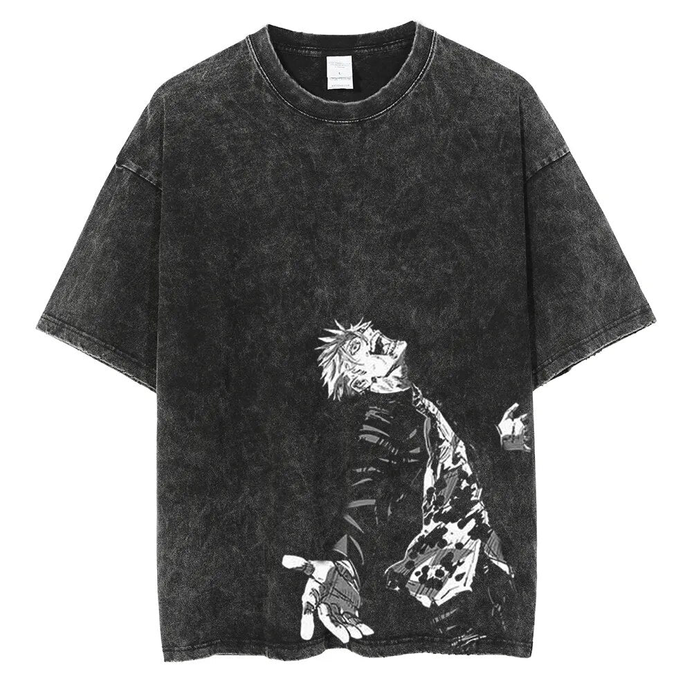 "Black Flash" Vintage Oversized T Shirt-AnimeClothe