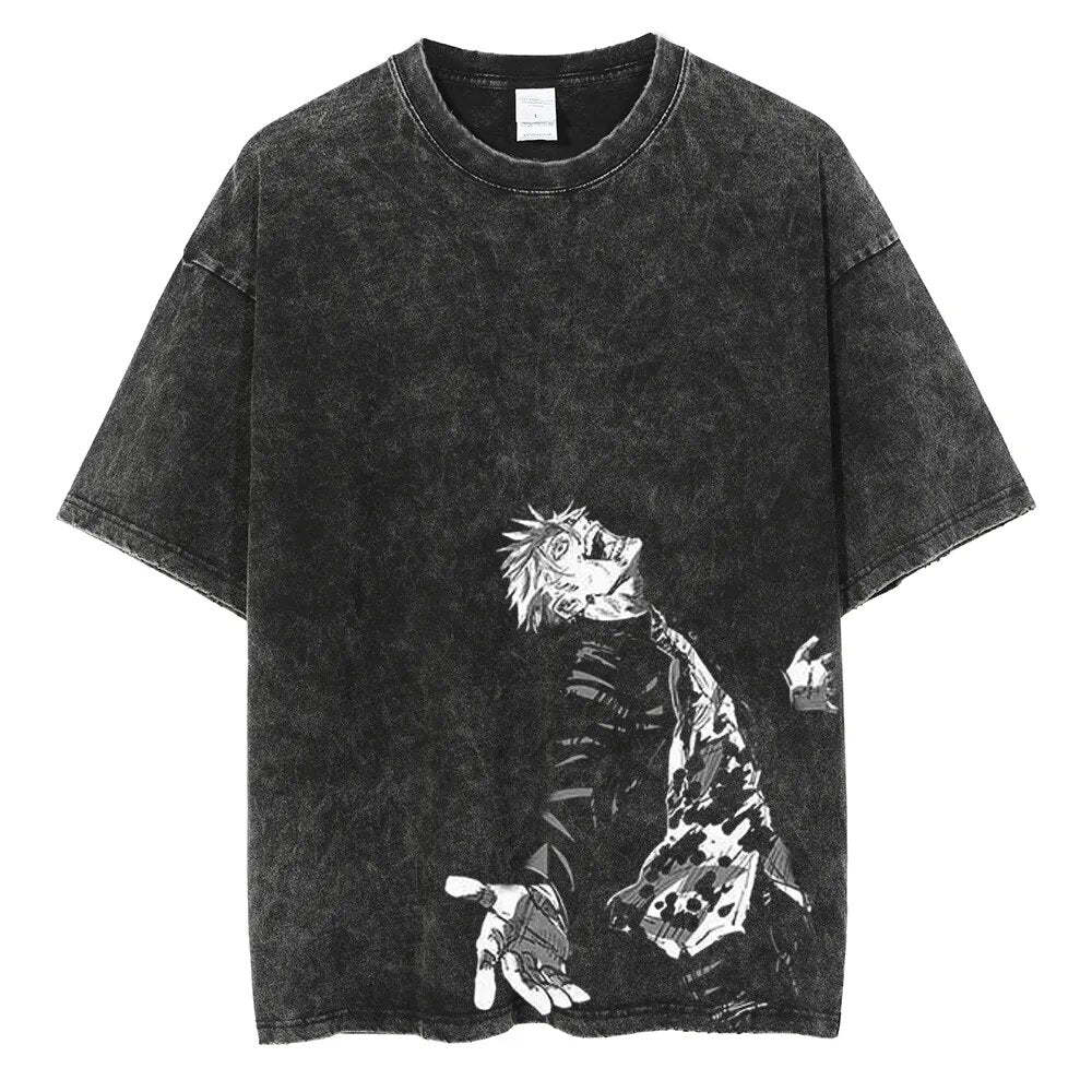 "Black Flash" Vintage Oversized T Shirt-AnimeClothe