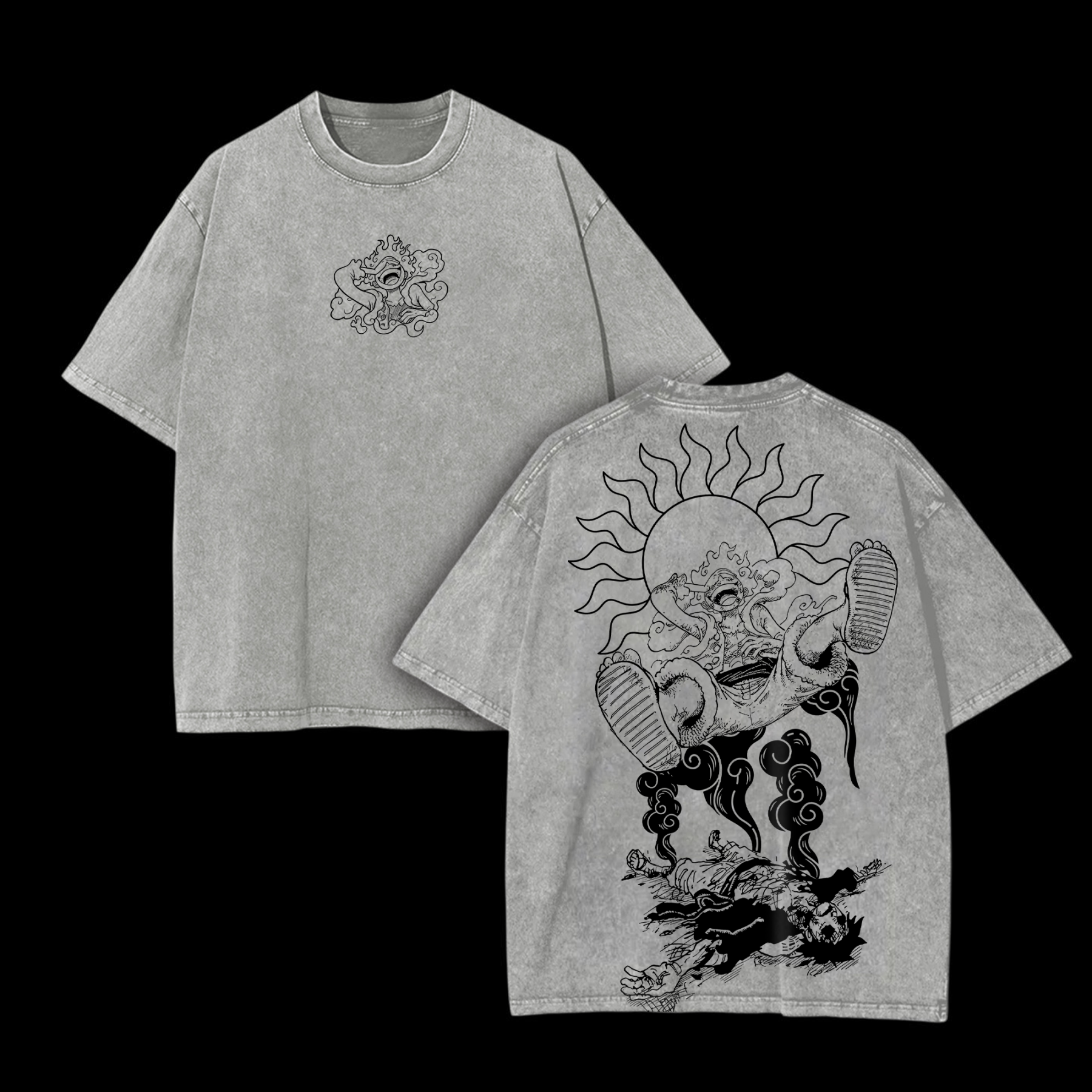 Unisex Anime Inspired Vintage Washed T-shirt | Luffy Gear 5-AnimeClothe