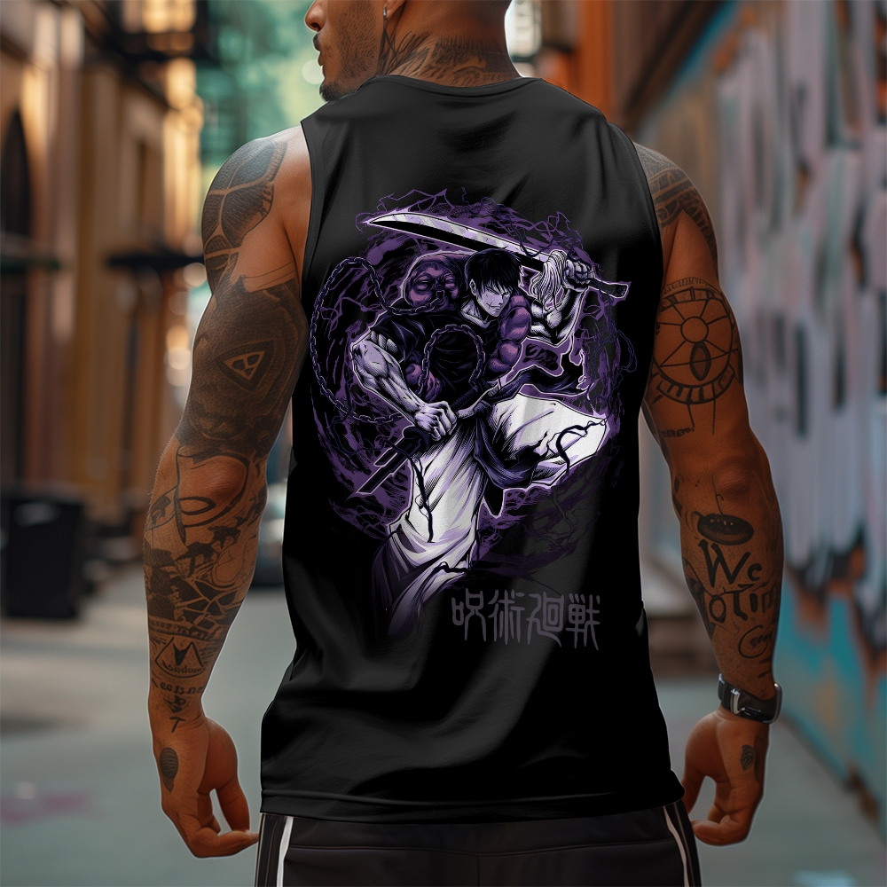 Oversized Anime Print Gym Tank Top-AnimeClothe