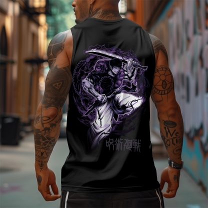 Oversized Anime Print Gym Tank Top-AnimeClothe