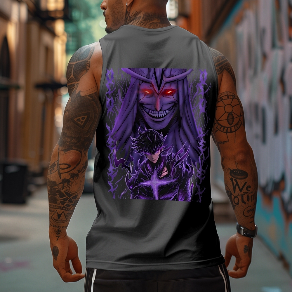 Oversized Anime Print Gym Tank Top-AnimeClothe