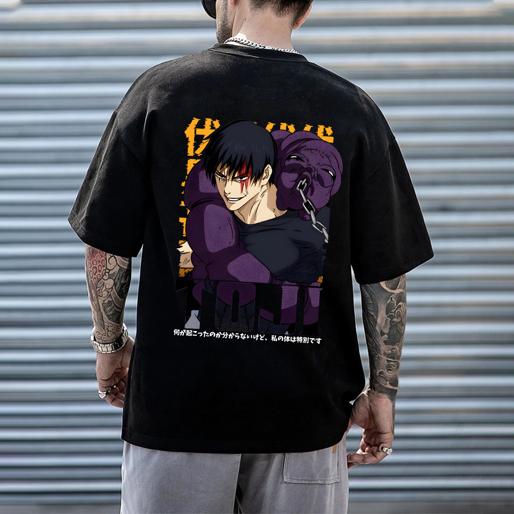 Oversized Unisex Anime Fushiguro Touji Print T-Shirt-AnimeClothe