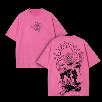 Unisex Anime Inspired Vintage Washed T-shirt | Luffy Gear 5-AnimeClothe