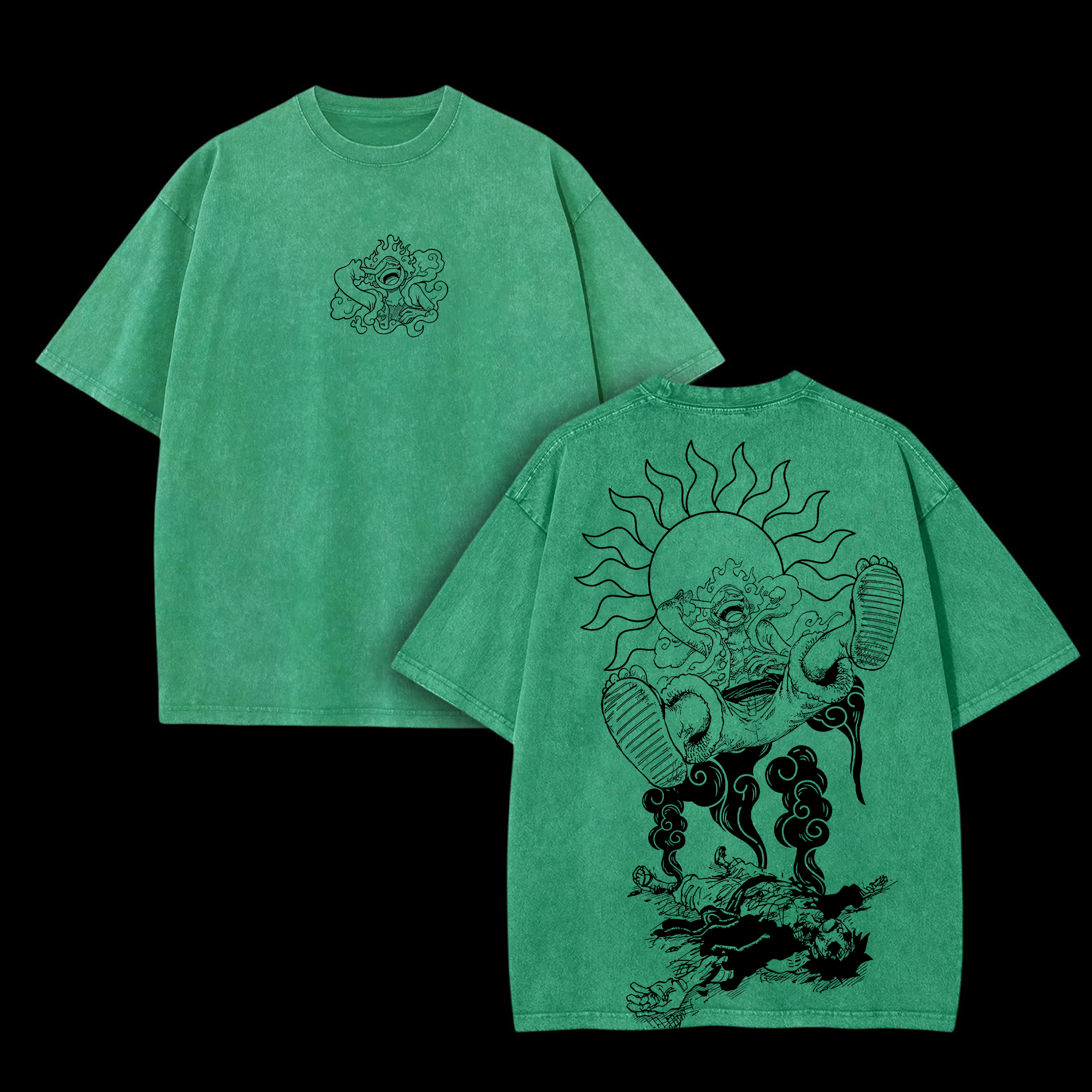 Unisex Anime Inspired Vintage Washed T-shirt | Luffy Gear 5-AnimeClothe