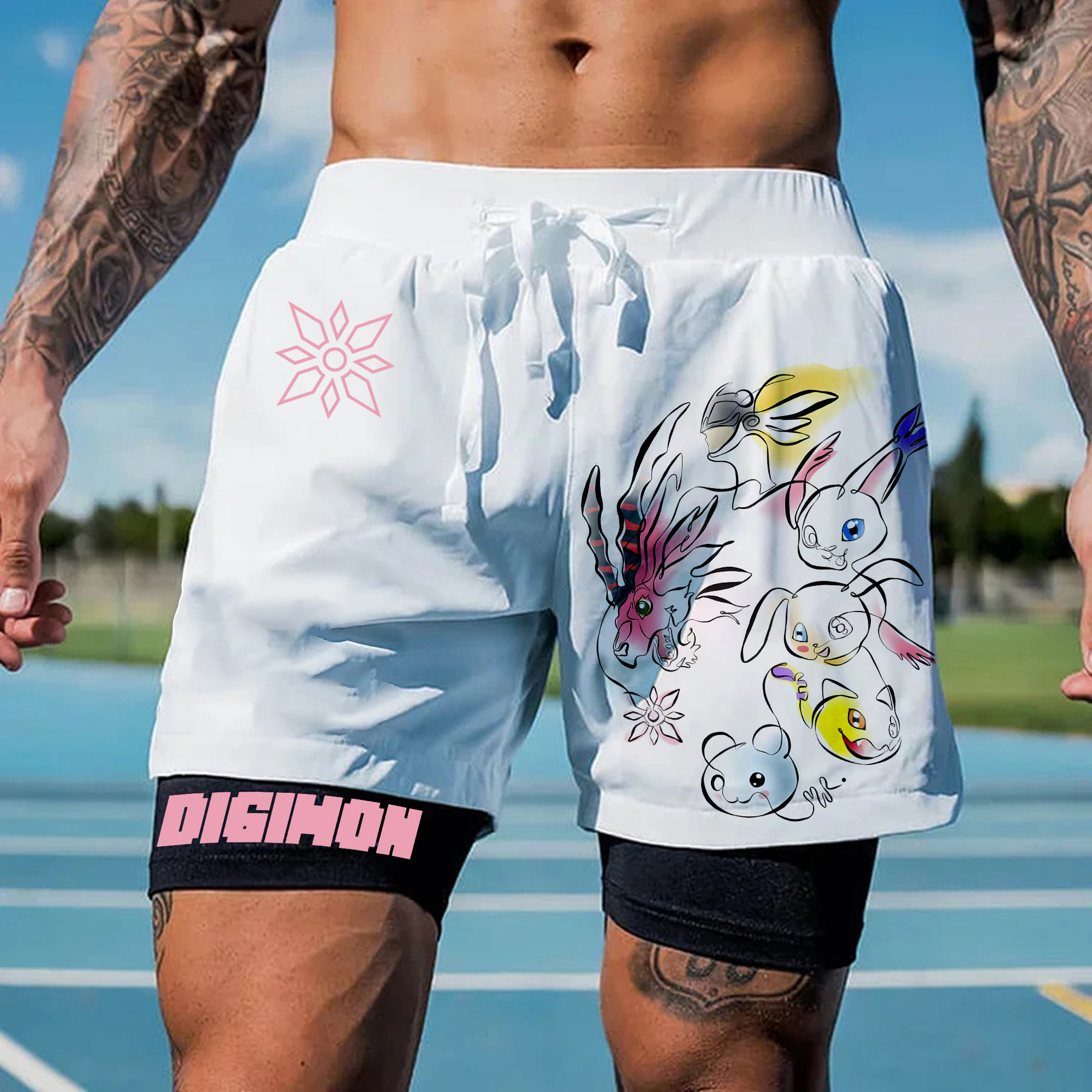 Unisex "Digimon" Anime Style Retro Shorts