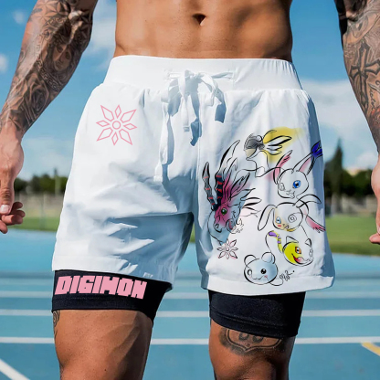 Unisex "Digimon" Anime Style Retro Shorts
