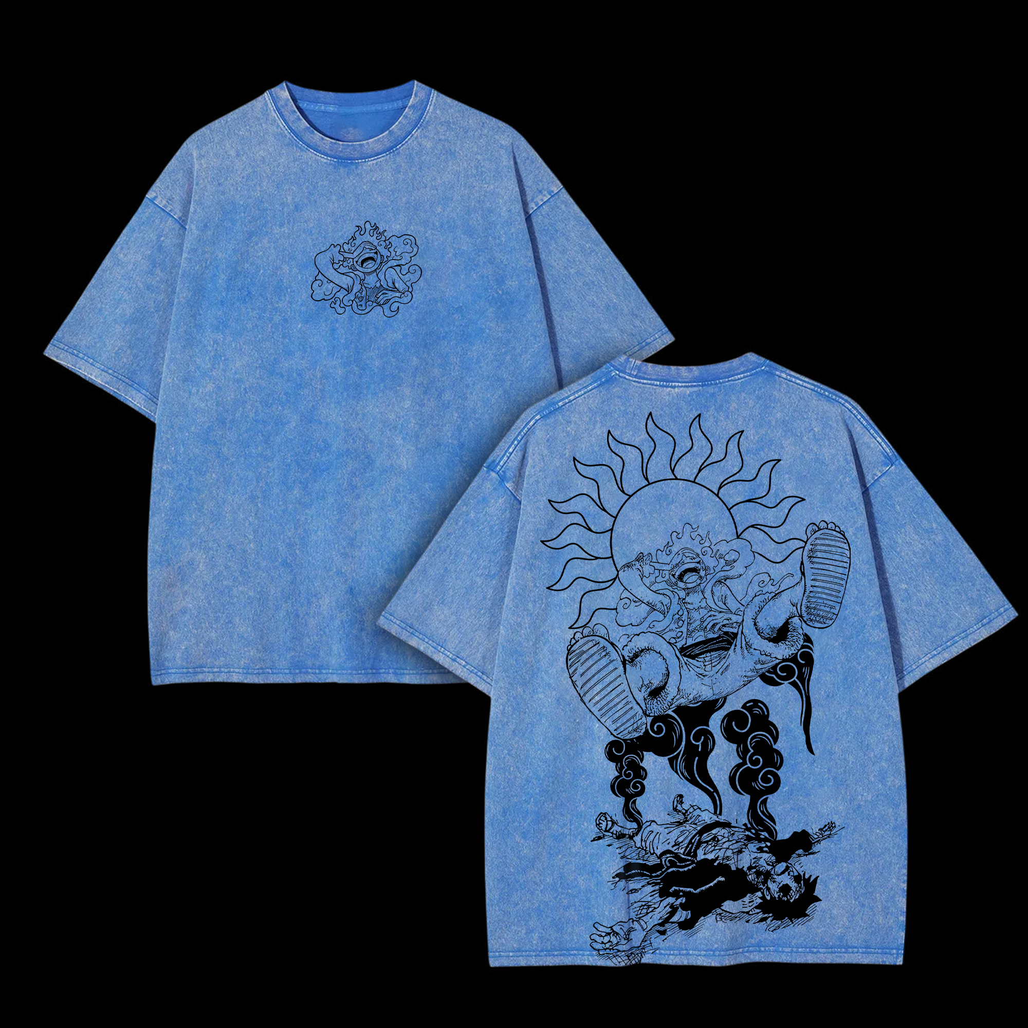 Unisex Anime Inspired Vintage Washed T-shirt | Luffy Gear 5-AnimeClothe