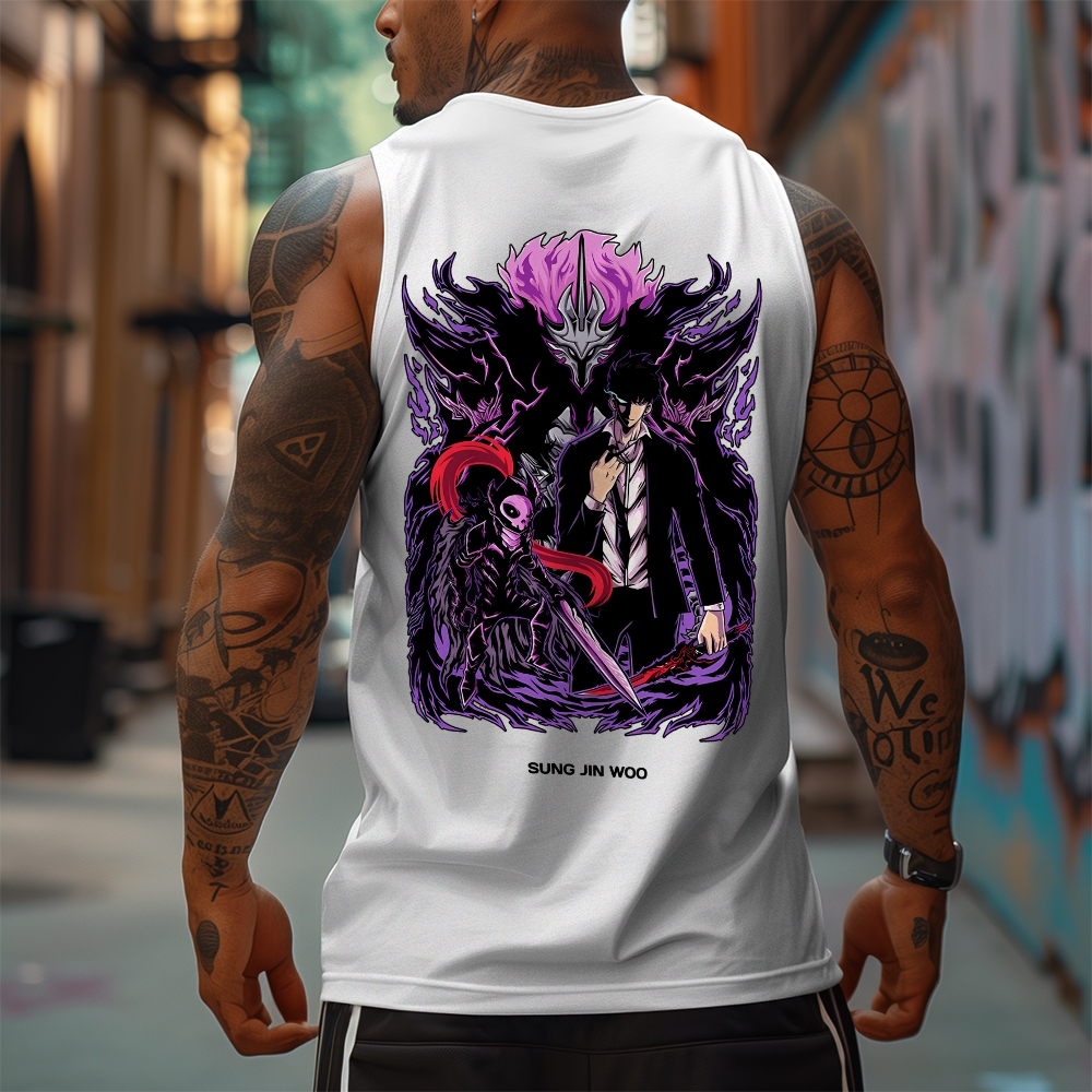 Oversized Anime Print Gym Tank Top-AnimeClothe