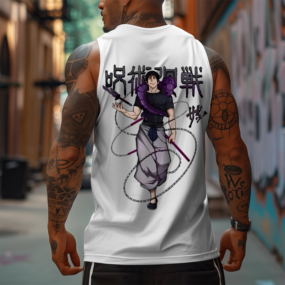 Oversized Anime Print Gym Tank Top-AnimeClothe