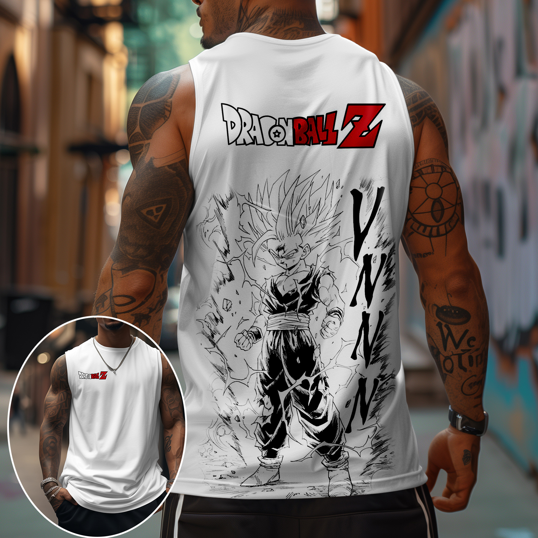 Unisex Oversized Angry Anime Print Tank Top-AnimeClothe