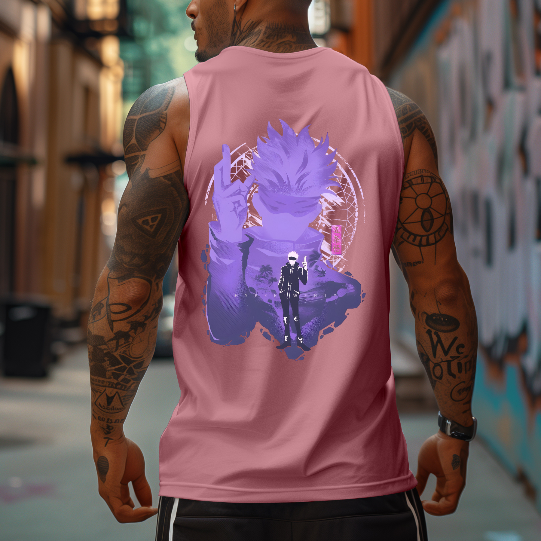 Oversized Anime Print Sports Tank Top-AnimeClothe