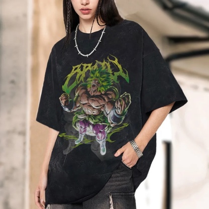 Unisex Anime Graphic Streetwear Vintage Washed T-shirt