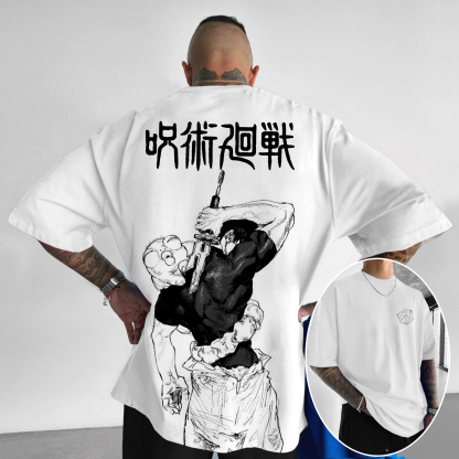 Oversized Casual Jujutsu Kaisen Print T-Shirt-AnimeClothe