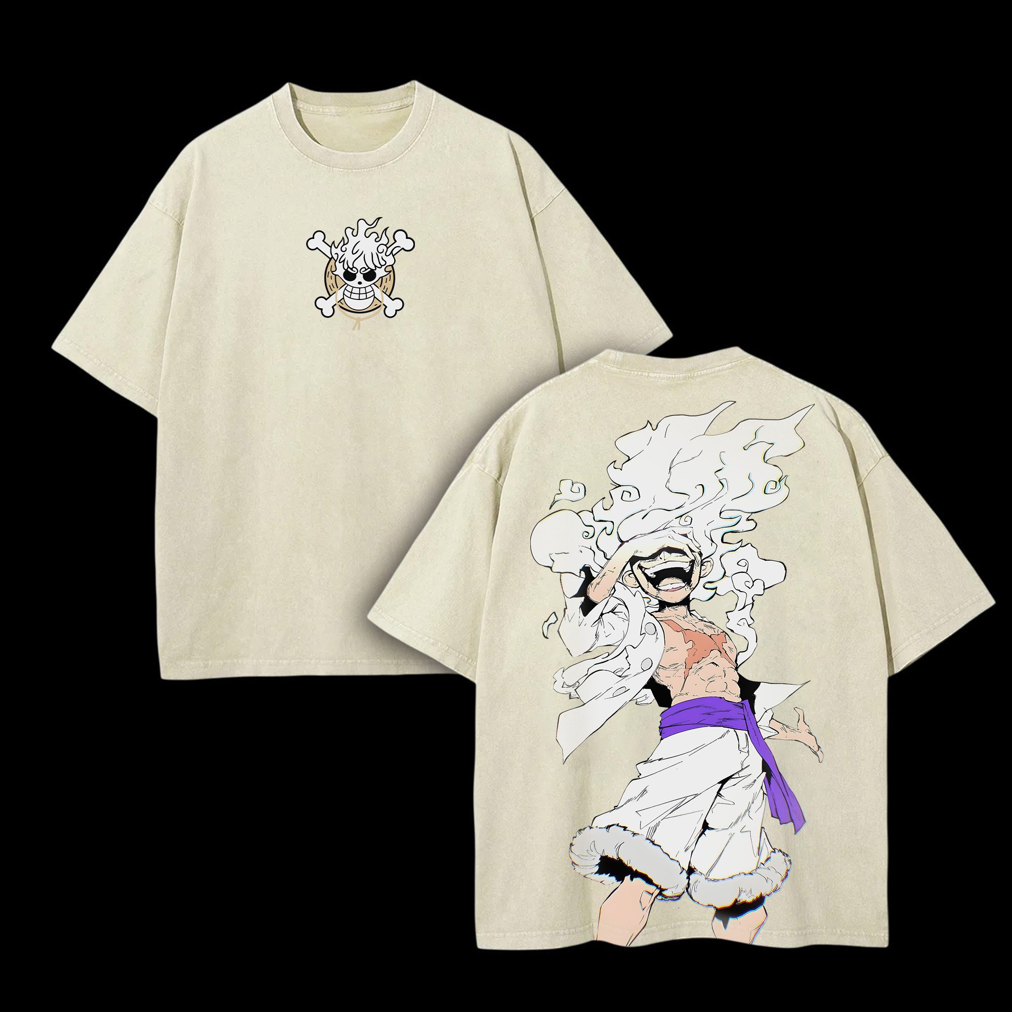 Unisex Anime Inspired Vintage Washed T-shirt | Luffy Gear 5-AnimeClothe