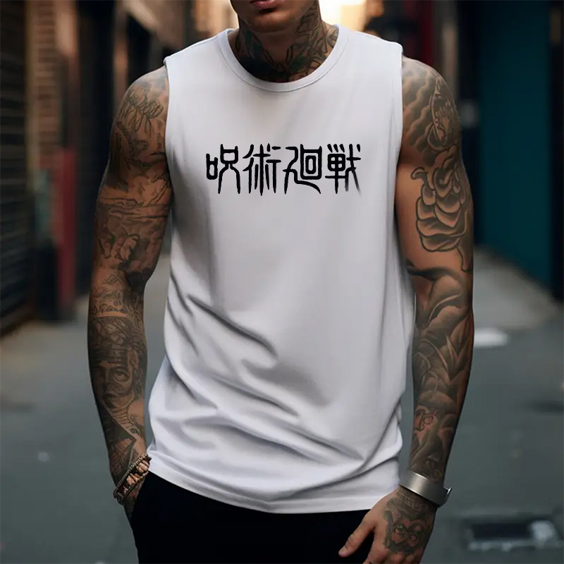 Men's Popular Anime Print Fitness Tank Top-AnimeClothe