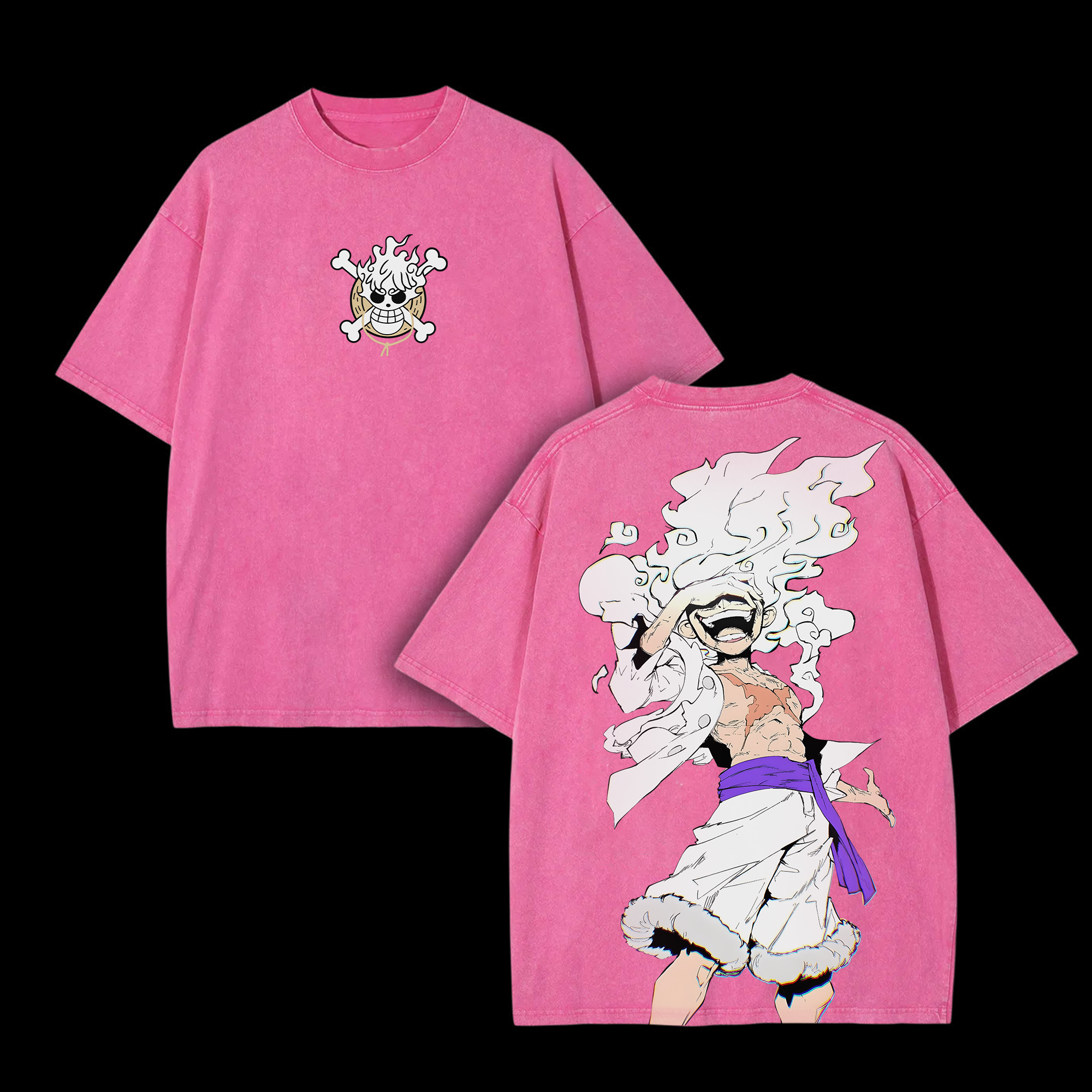 Unisex Anime Inspired Vintage Washed T-shirt | Luffy Gear 5-AnimeClothe