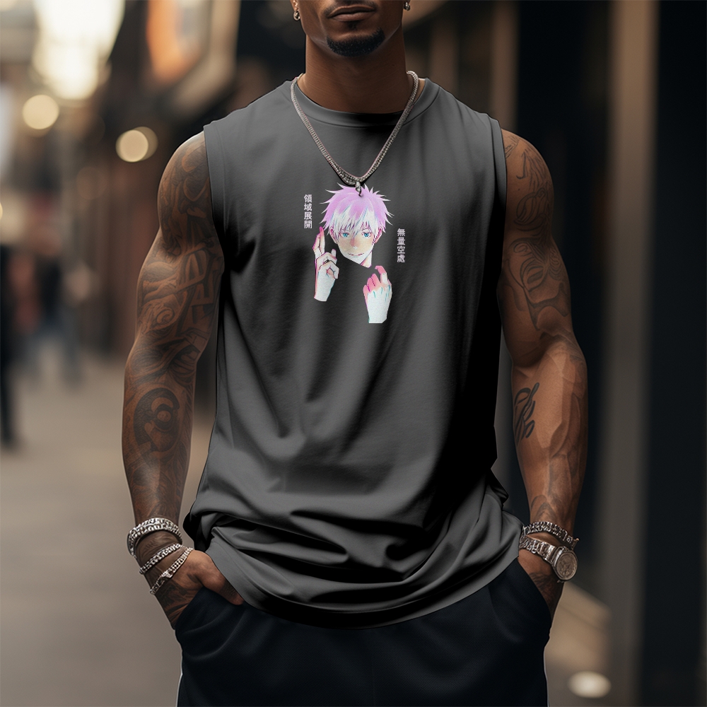 Oversized Anime Print Gym Tank Top-AnimeClothe